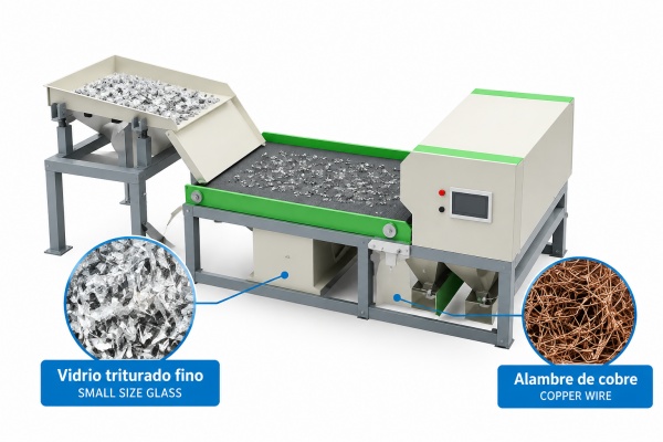Separador óptico continuo para reciclaje de paneles solares